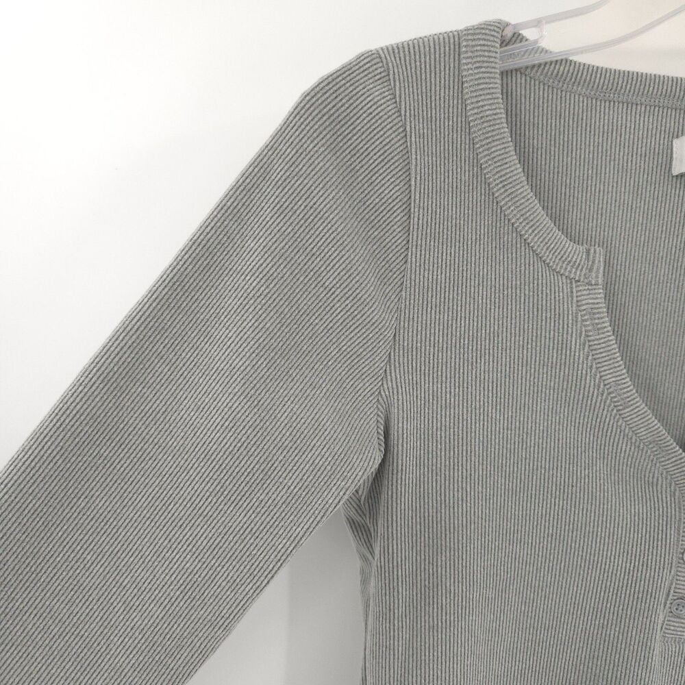 Hollister Y2K womens Cozy Ribbed Seamless Fabric Henley Size S Long grey - Picture 2 of 8